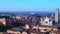 Magic aerial top view flight drone. medieval old town city Siena Tuscany Italy