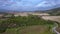 Magic aerial top view flight drone Tuscany meditative fall valley village Italy