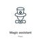 Magic assistant outline vector icon. Thin line black magic assistant icon, flat vector simple element illustration from editable