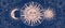 Magic astrology banner, tarot background. Crescent moon and sun with a face on a blue background with stars. Esoteric