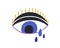 Magic blue evil eye with tears and eyelashes. Mystical spiritual eyeball weeping in doodle style. Turkish abstract