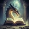 Magic book and fierce dragon