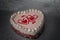 magic cake in the shape of a heart for a loved one on Valentine`s day. Handmade, original surprise and gift.