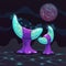Magic cartoon mushroom. Fantasy alien night plant