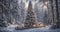 Magic of Christmas: Enchanting Snowy Forest and Cozy Houses under Glowing Fir Trees