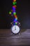 Magic clock on the wooden table