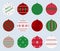 Magic, colorful christmas balls stickers isolated on gray background. High quality vector set of christmas baubles.