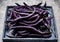 Magic colorful purple beans which turn Green after cooking, fresh healthy vegetables
