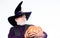 Magic concept. Experienced and wise. Halloween tradition. Cosplay outfit. Wizard costume hat Halloween party. Magician