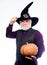 Magic concept. Experienced and wise. Magic spell. Halloween tradition. Cosplay outfit. Senior man white beard celebrate