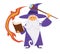 Magic craft, wizard with scepter and flame trace, magical spell book