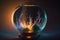 Magic cristal ball with mystery smoke effects of various colors. Neural network generated art