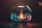 Magic cristal ball with mystery smoke effects of various colors. Neural network generated art