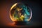 Magic cristal ball with mystery smoke effects of various colors. Neural network generated art