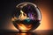 Magic cristal ball with mystery smoke effects of various colors. Neural network generated art