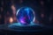 Magic crystal ball or Crystal sphere close up. Magic ball predictions. Mysterious composition. Fortune teller, mind