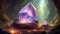 Magic crystal. Luminous crystal. Sparkling mystical stone. Crystal in a mysterious cave. AI generated