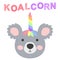 Magic Cute Unicorn Koala Bear with Rainbow Horn. Kawaii Animal t-shirt Print, Baby Shower Card