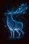 Magic deer in night forest, mystical stag with glowing body, soul of nature.