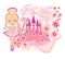 Magic Fairy Tale Princess Castle and beautiful little fairy, artistic banner