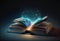 Magic fantasy glowing  book on dark background