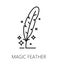 Magic feather, witchcraft and magic outline icon