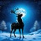 magic festive reindeer covered in glowing lights in a