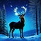 magic festive reindeer covered in glowing lights in a