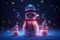 A magic festive snowman family covered in glowing lights AI generated