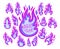 Magic fire flames color vector illustrations set