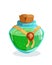 Magic flask glass potion bottle with elixir Vector