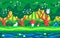 Magic forest pixel art seamless background