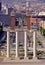 The Magic Fountains and columns of Barcelona city