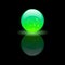 Magic glass green ball on black background