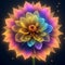 Magic glow beautiful flowers on dark background. Generative AI