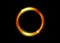 magic gold circle frame. Fire Hole. Glowing fire ring trace. Golden swirl trail effect on black background