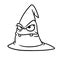 Magic gray hat angry face emotions character cartoon illustration coloring page
