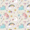 Magic hand drawn pattern - unicorn and fairy