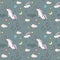 Magic hand drawn seamless pattern with unicorn in flight