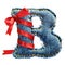 Magic holiday jeans alphabet letter with red ribbon