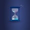 Magic hourglass illustration, blue background, time concept.