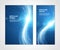 Magic illuminated particles cyber flow wave blue brochure booklet cover set template vector