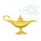 Magic lamp with smokey clouds isolated