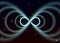 Magic lemniscate symbol, infinity or sideways eight spreads the mystic shiny energy in spiritual space