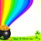Magic leprechauns pot with gold under the rainbow
