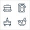 magic line icons. linear set. quality vector line set such as bowl, table, magic book