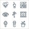 magic line icons. linear set. quality vector line set such as magic hat, love potion, hand mirror, magic box, wand, eye, dices,