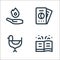 magic line icons. linear set. quality vector line set such as spell book, pigeon, tarot