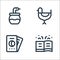 magic line icons. linear set. quality vector line set such as spell book, tarot, pigeon