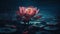 Magic Lotus Flower On Water - Miracle Concept - Waterlilies In Defocused Background. Generative AI